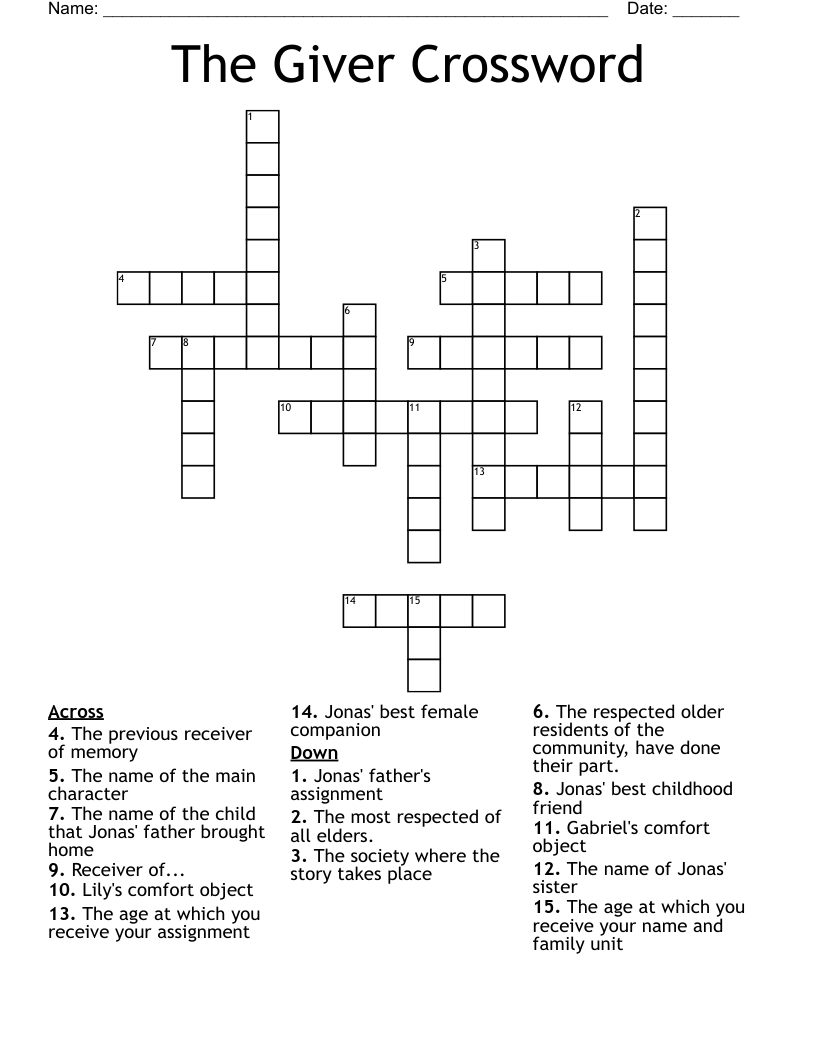 The Giver Crossword