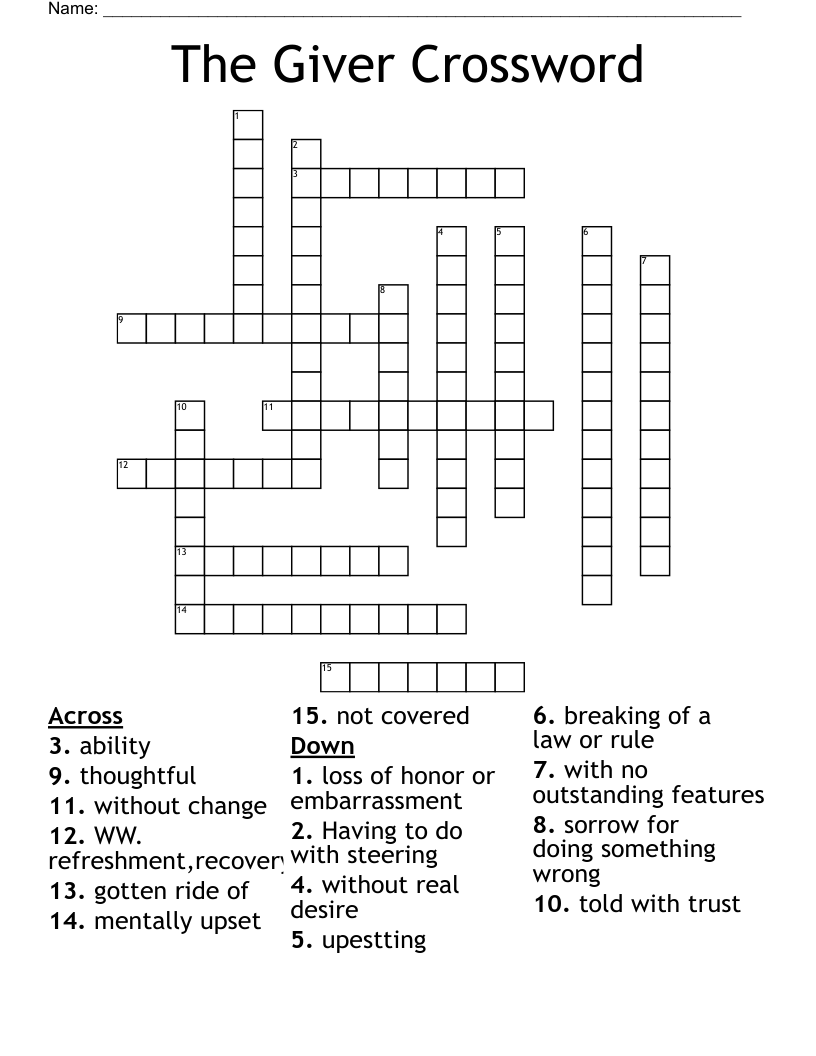 The Giver Crossword