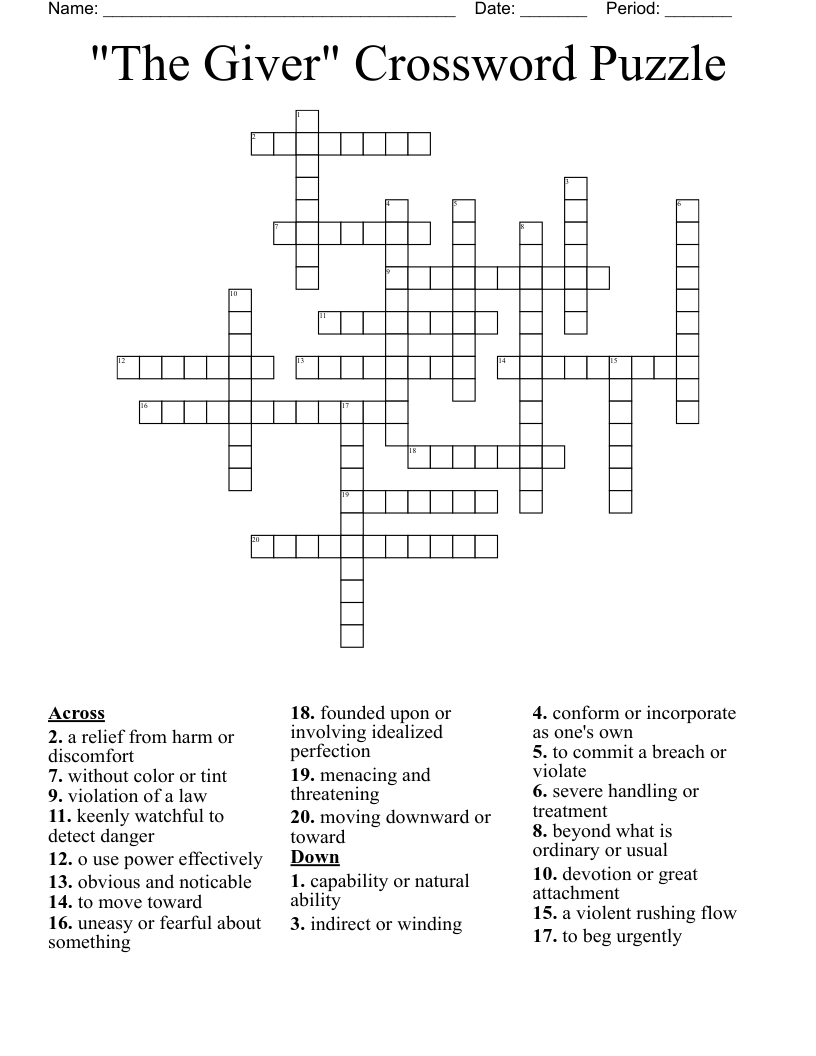 "The Giver" Crossword Puzzle