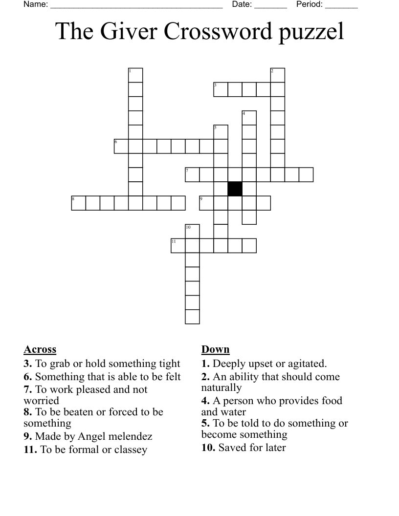 The Giver Crossword puzzel