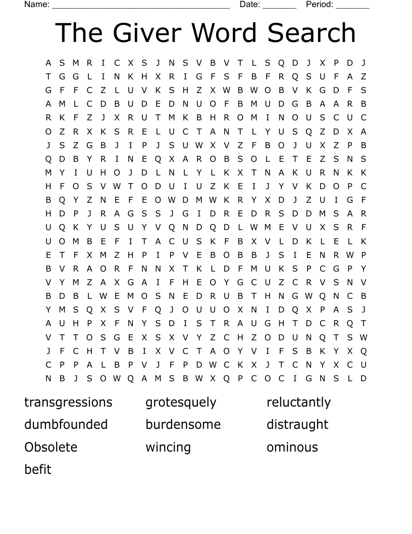 The Giver Word Search
