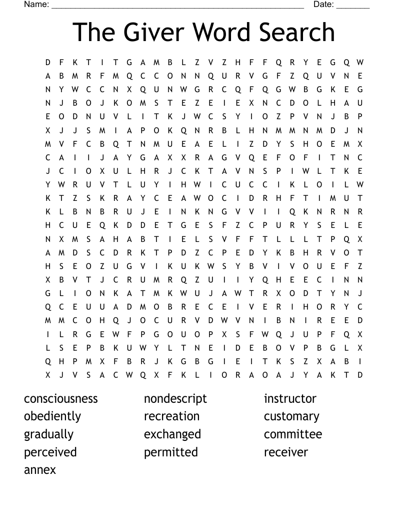 The Giver Word Search