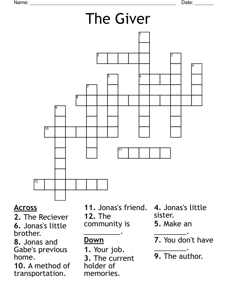 The Giver  Crossword