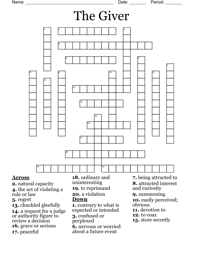 The Giver  Crossword