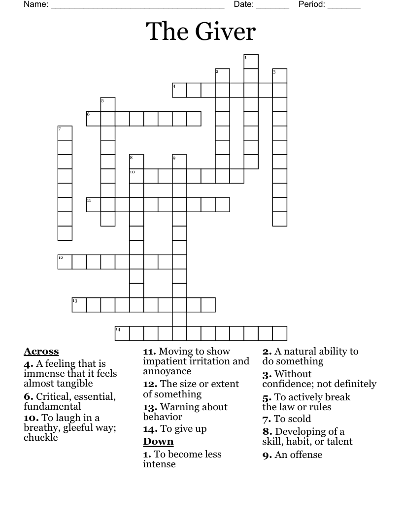 The Giver  Crossword