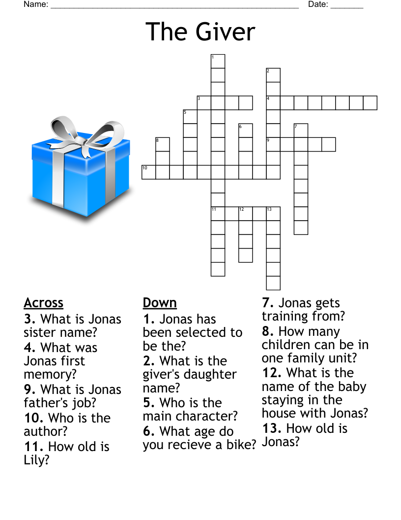 The Giver  Crossword