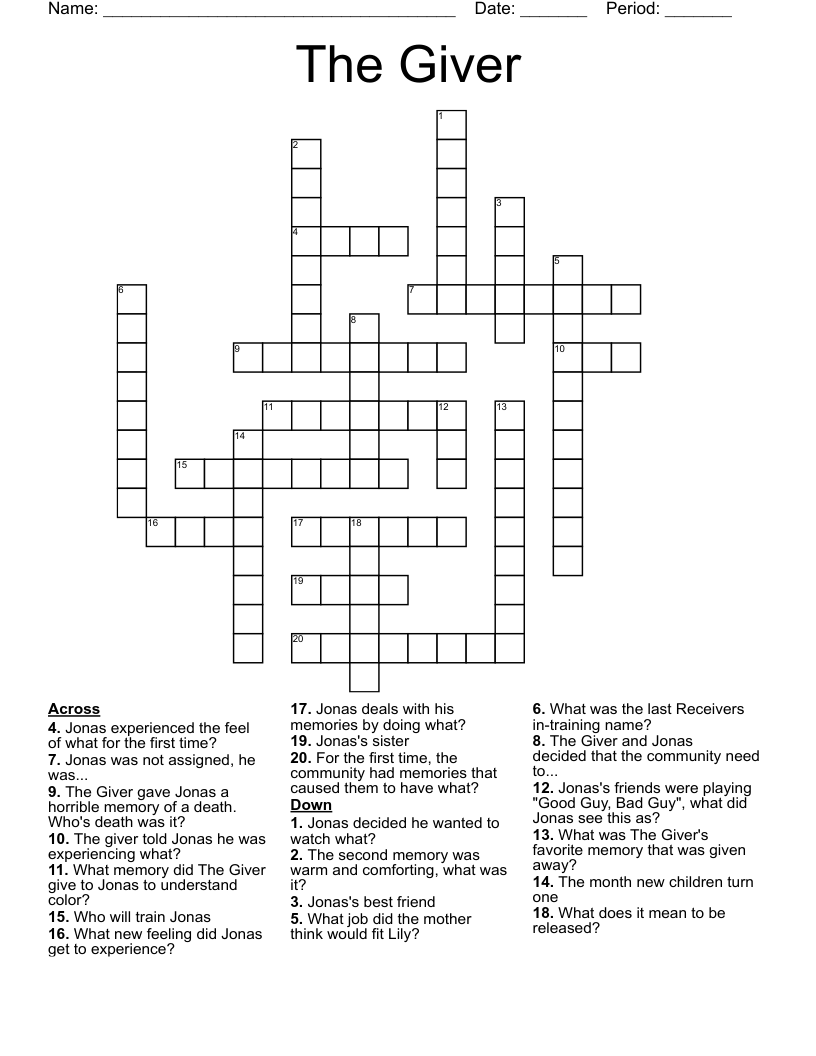 The Giver  Crossword