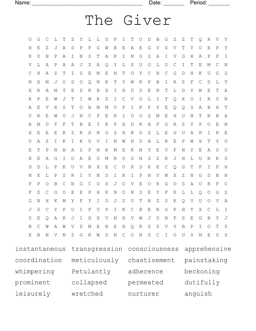 The Giver  Word Search