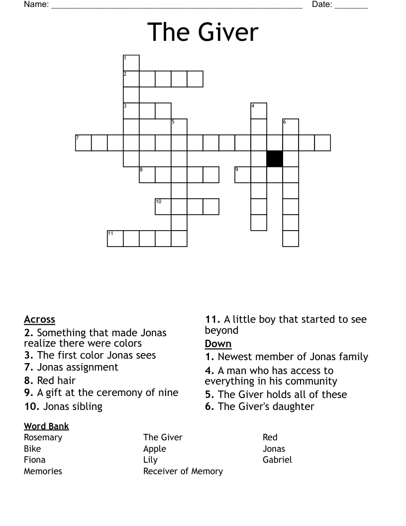 The Giver  Crossword