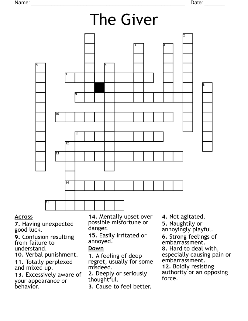 The Giver  Crossword