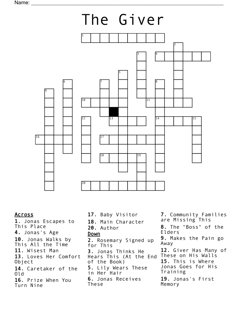 The Giver  Crossword