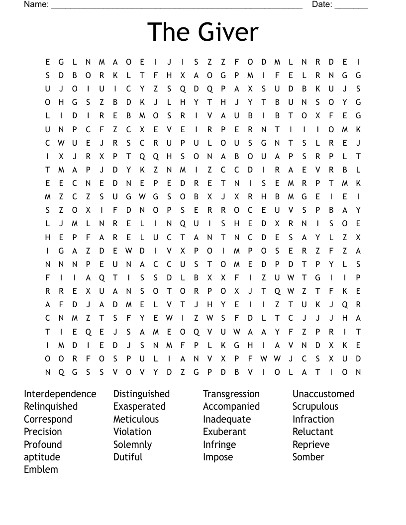 The Giver  Word Search