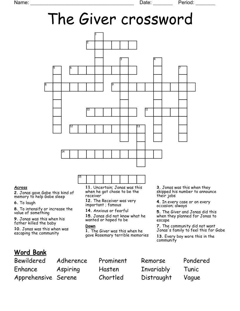 The Giver crossword