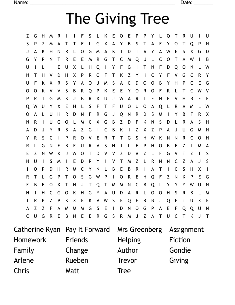 The Giving Tree Word Search