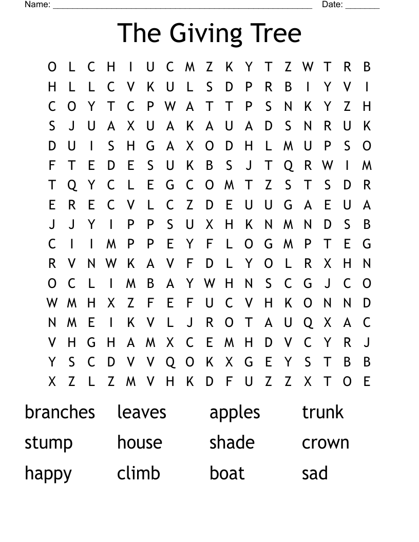 The Giving Tree Word Search