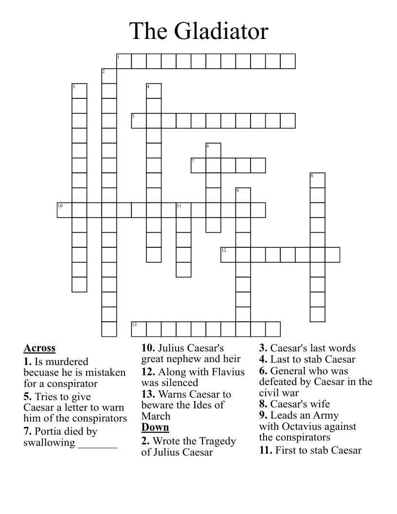 The Gladiator  Crossword