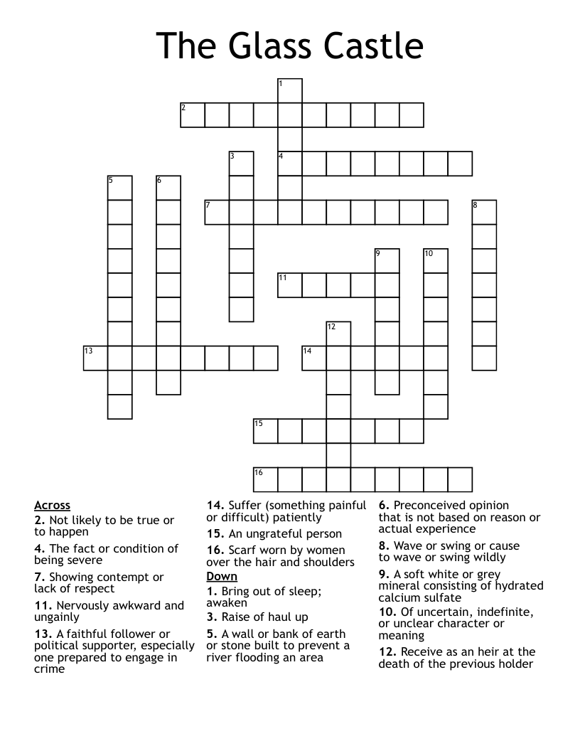 The Glass Castle Crossword