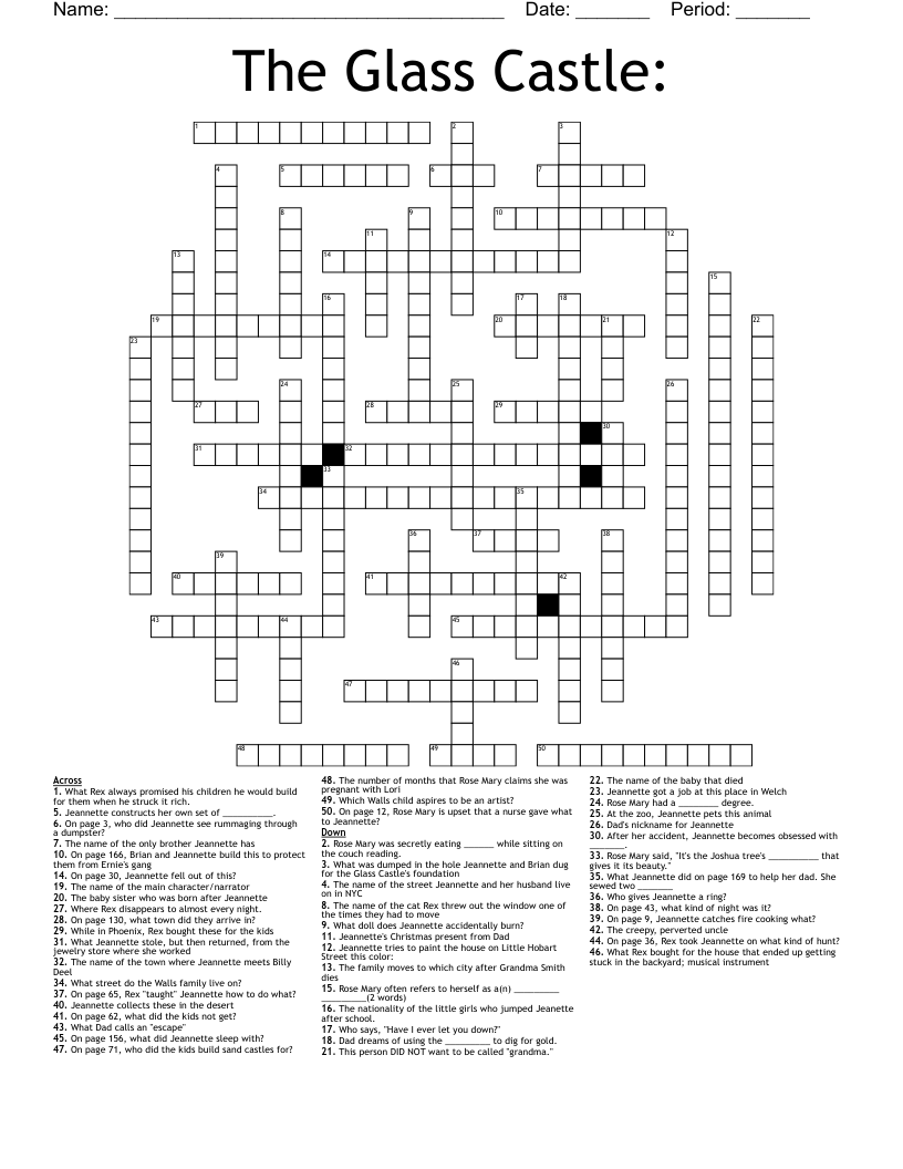 The Glass Castle: Crossword