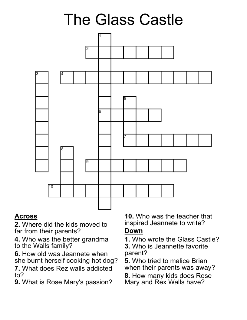 The Glass Castle Crossword