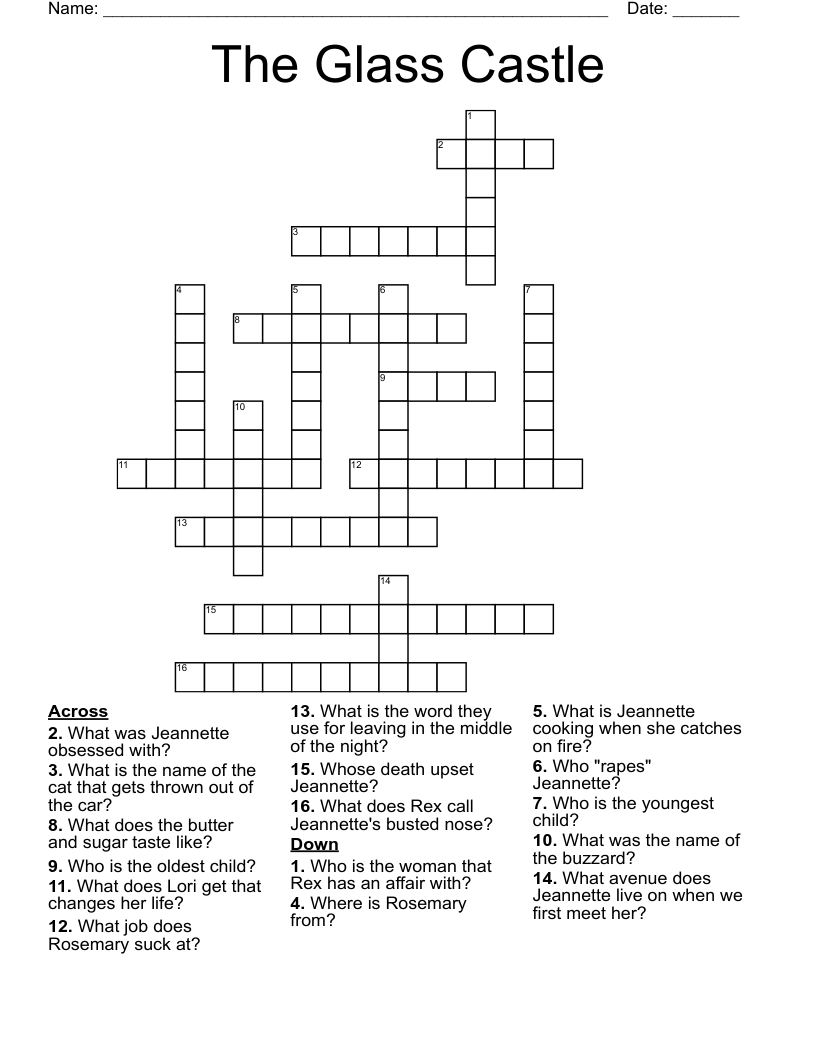 The Glass Castle Crossword