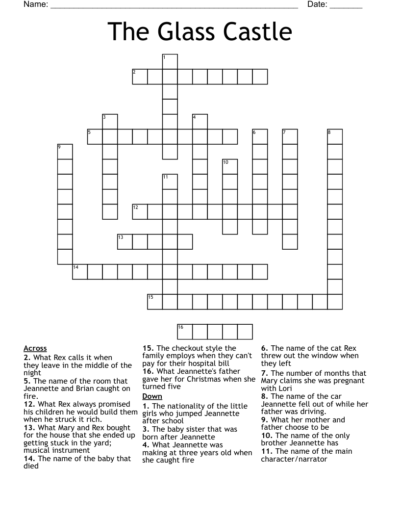 The Glass Castle Crossword