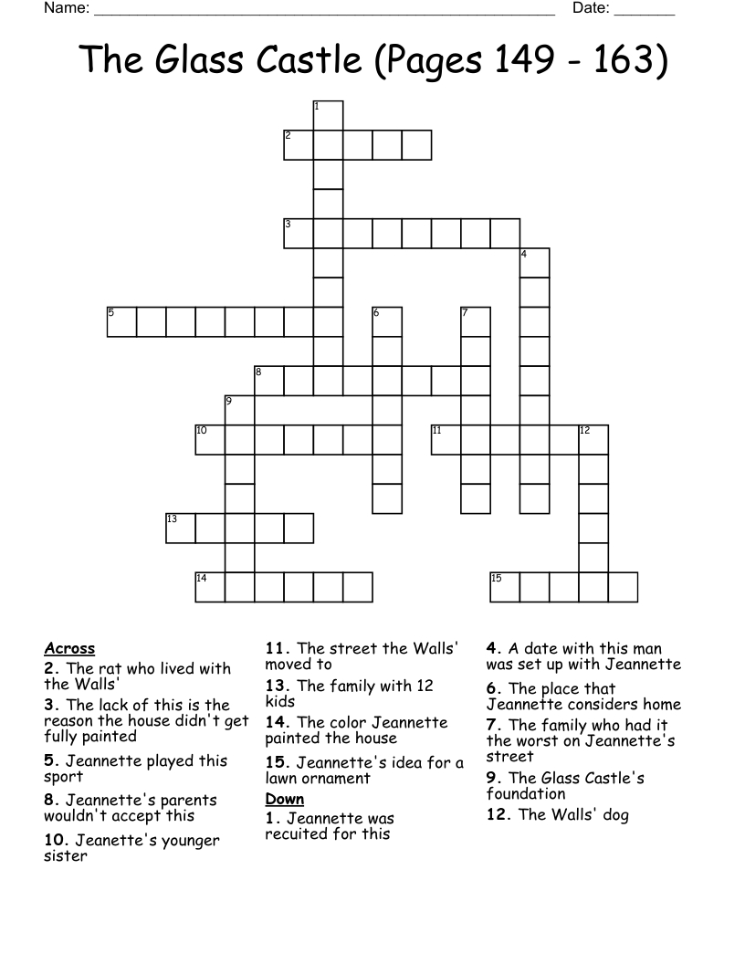 The Glass Castle (Pages 149 - 163) Crossword