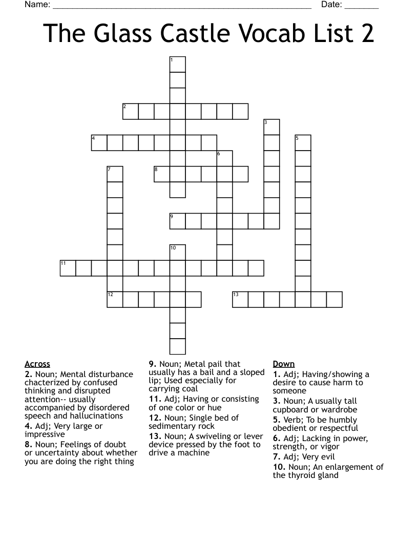 The Glass Castle Vocab List 2 Crossword