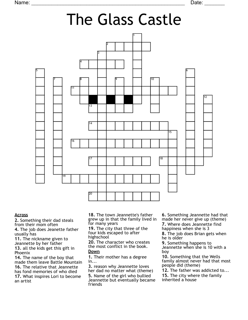 The Glass Castle  Crossword