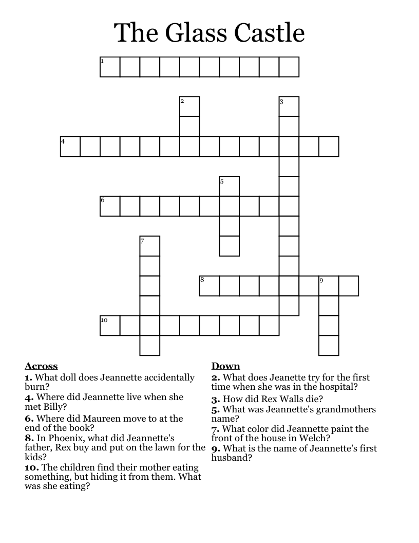 The Glass Castle  Crossword