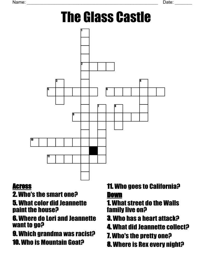 The Glass Castle  Crossword