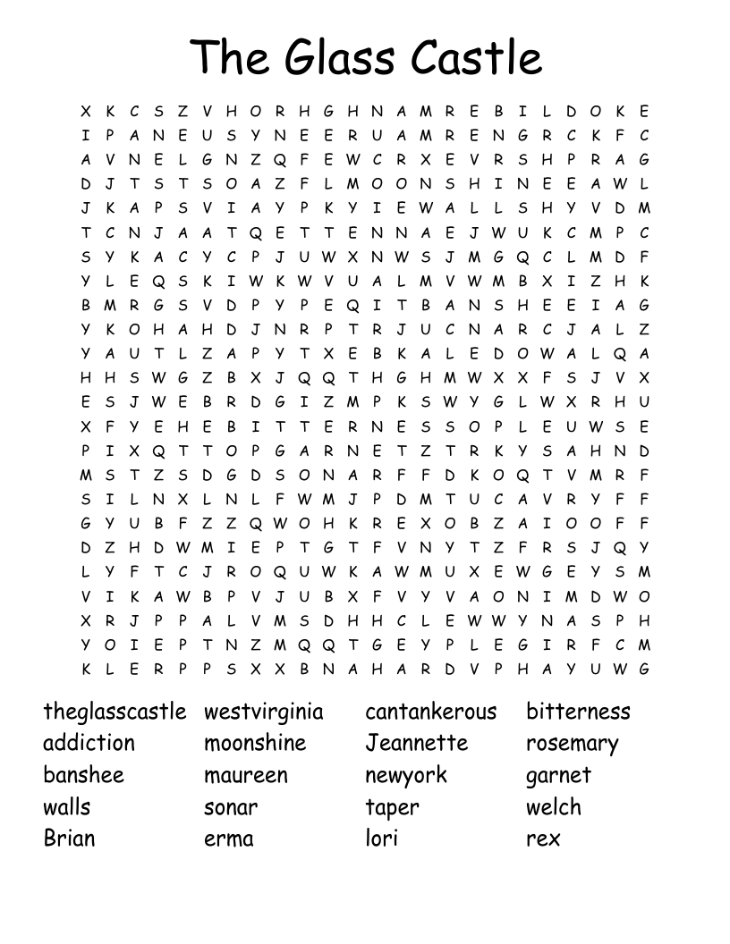 The Glass Castle  Word Search