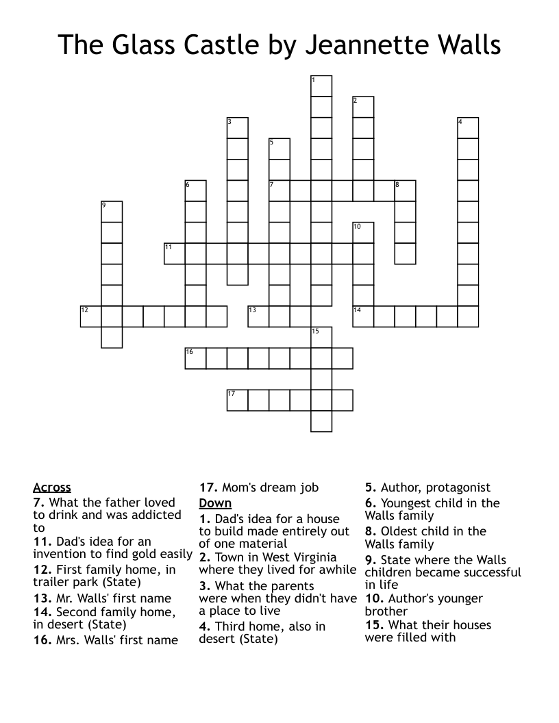 The Glass Castle by Jeannette Walls Crossword