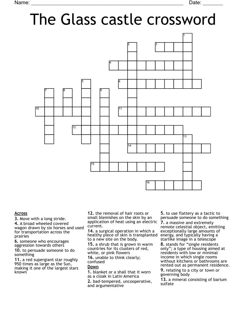 The Glass castle crossword