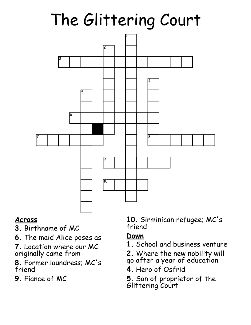 The Glittering Court Crossword