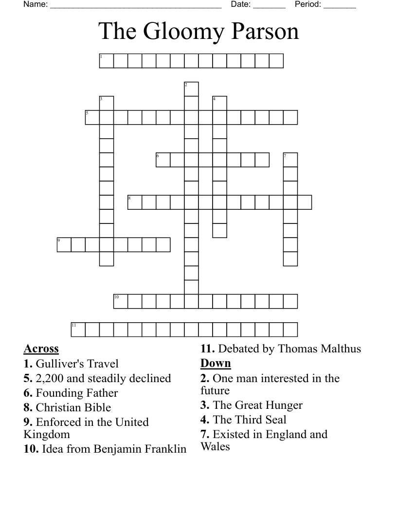 The Gloomy Parson Crossword