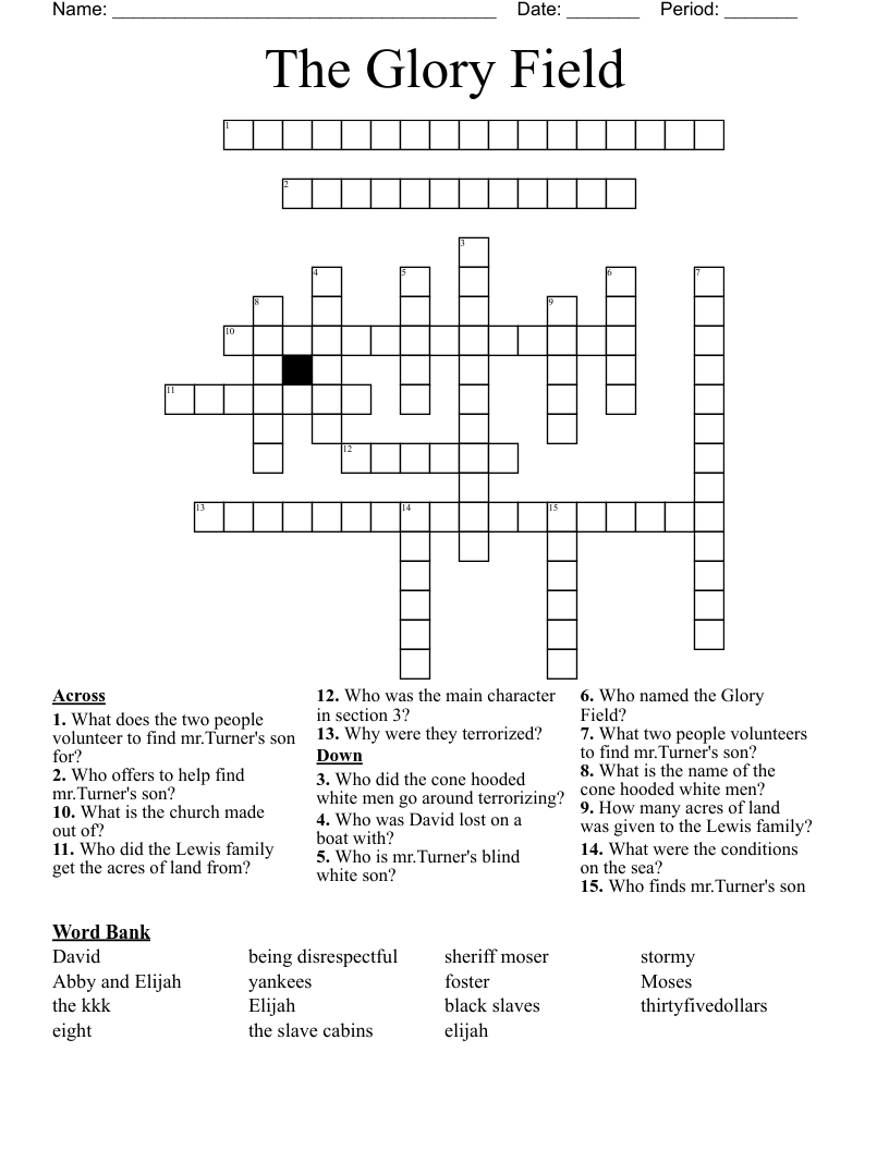 The Glory Field Crossword