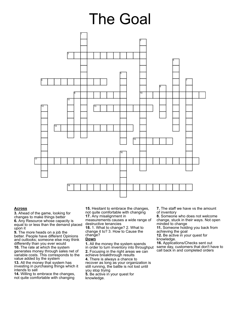 The Goal Crossword
