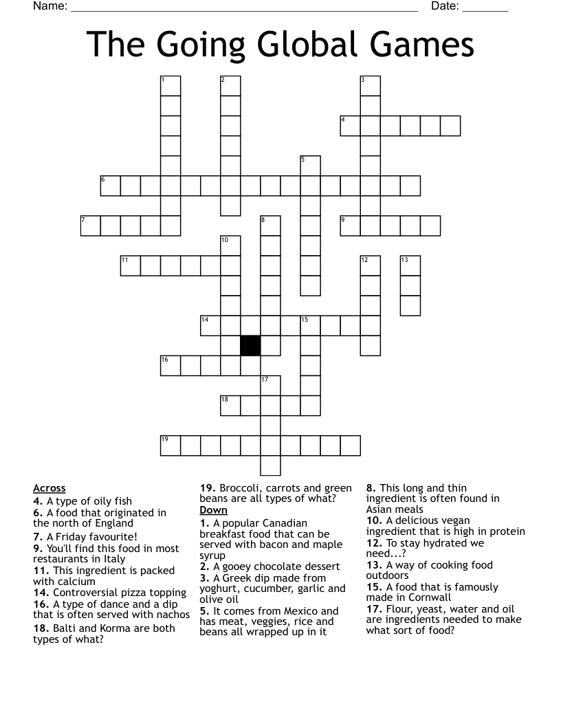 The Going Global Games Crossword