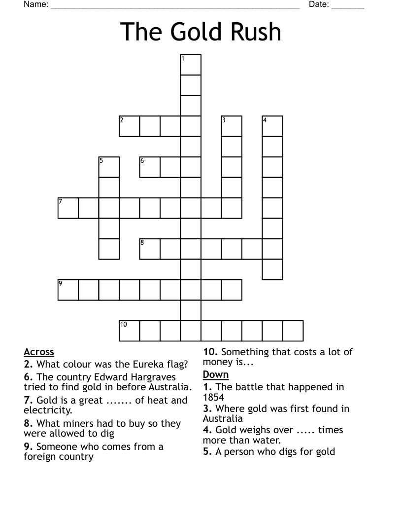 The Gold Rush Crossword