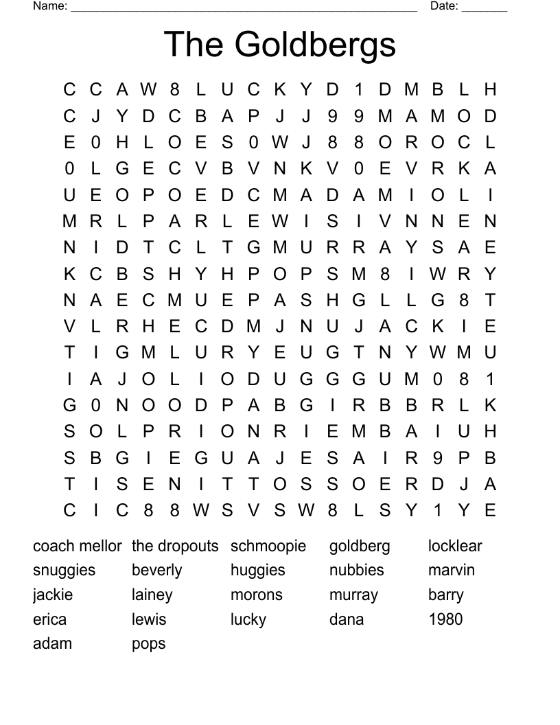 The Goldbergs Word Search