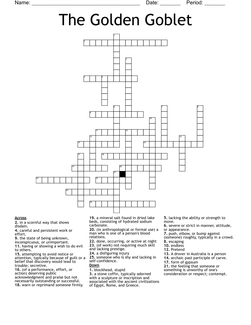 The Golden Goblet Crossword