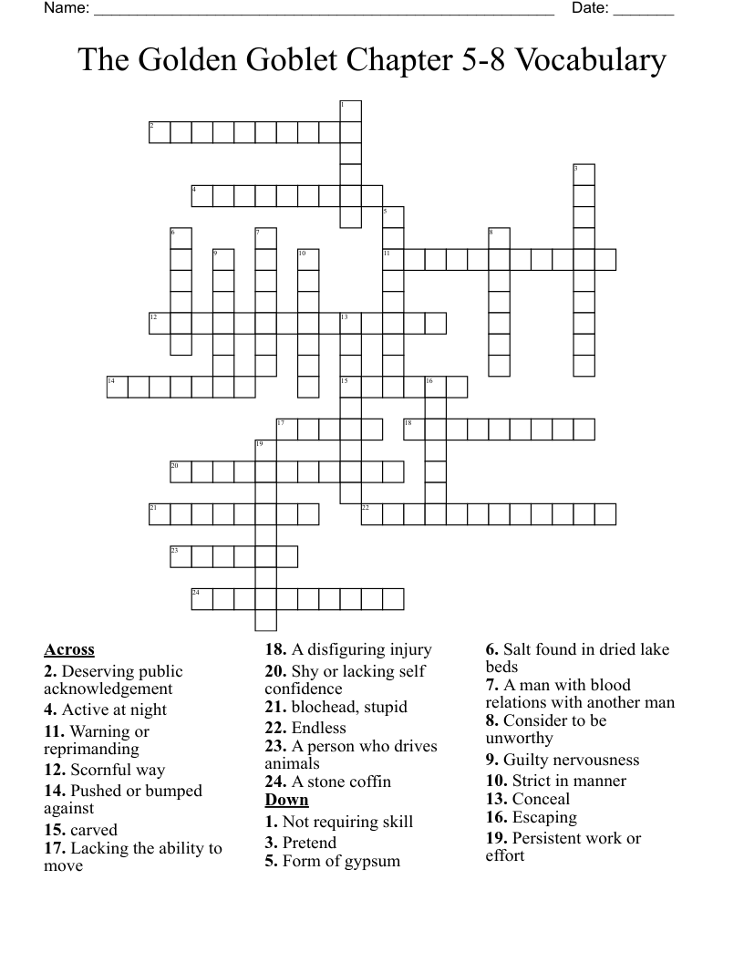 The Golden Goblet Chapter 5-8 Vocabulary Crossword