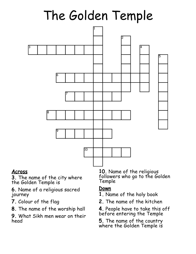 The Golden Temple Crossword