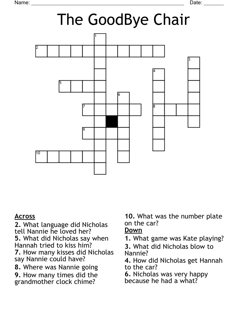 The GoodBye Chair Crossword