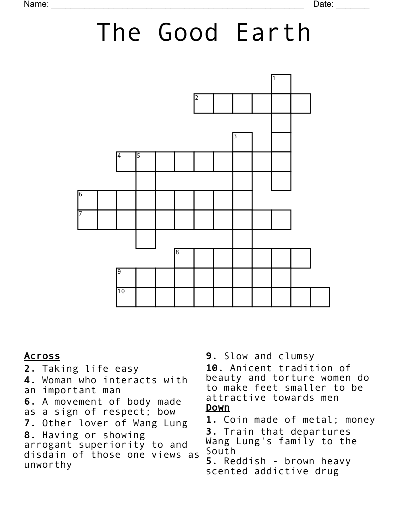 The Good Earth Crossword