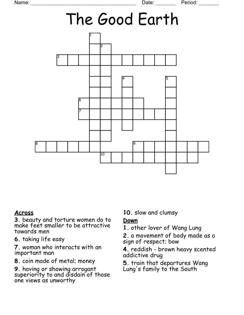The Good Earth Crossword