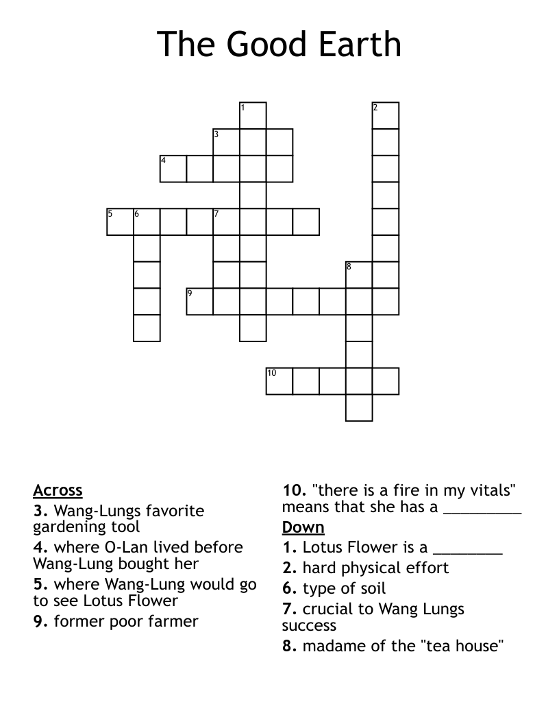 The Good Earth Crossword