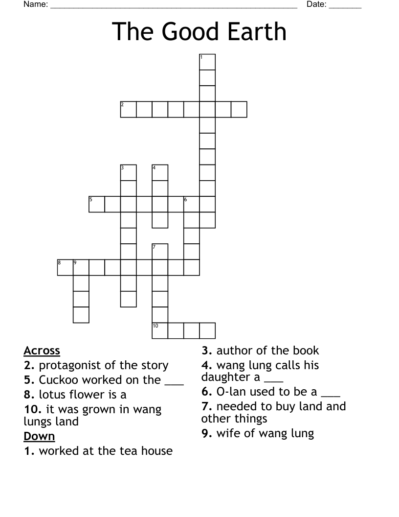 The Good Earth  Crossword