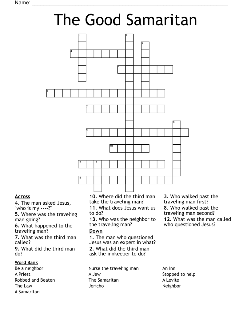 The Good Samaritan Crossword