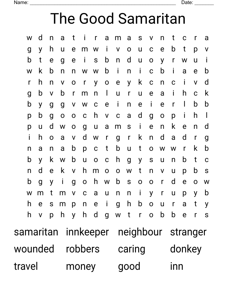 The Good Samaritan Word Search